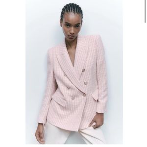 Brandnew Zara Pink Tweed Blazer Size XL